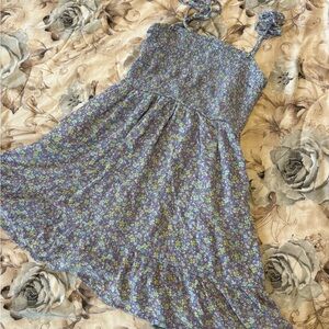 Aeropostale Purple and Green Floral Midi Dress